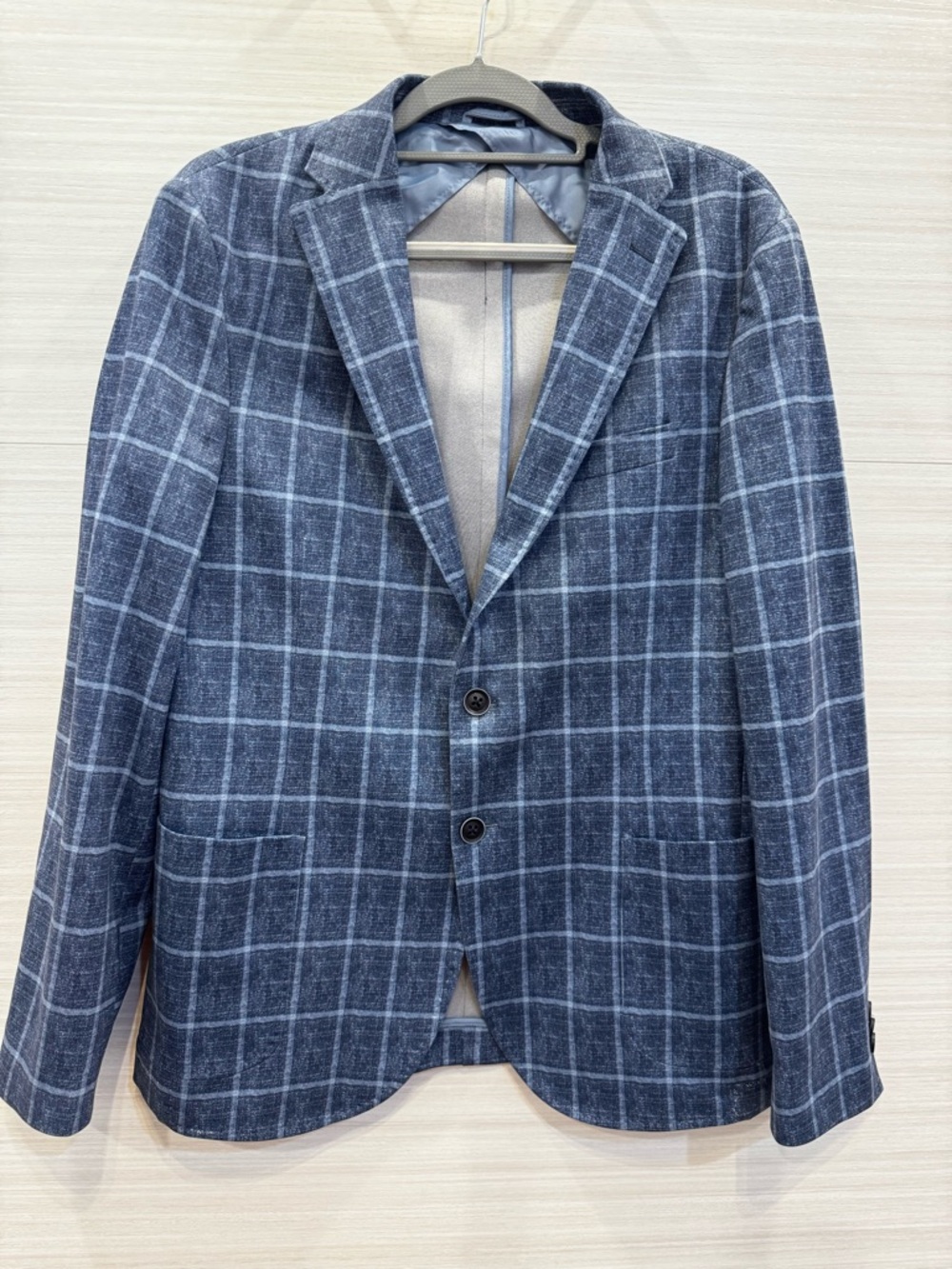 johnnie-O Blue Windowpane Two-Button Sport Coat Stretch 40R
